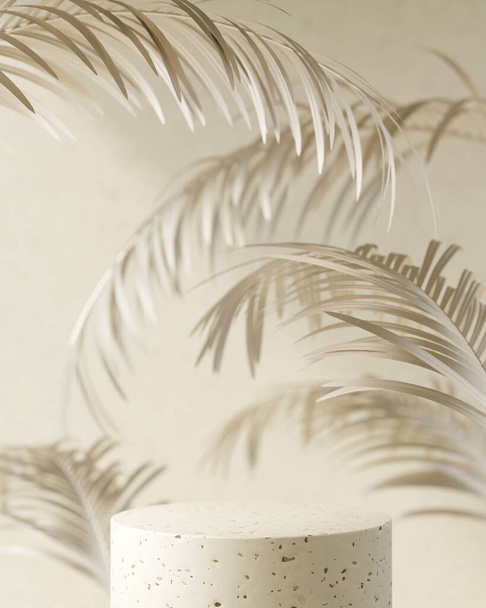 3d renderizado de hoja de palma verde sobre fondo blanco. concepto mínimo de verano. - Foto, Imagen