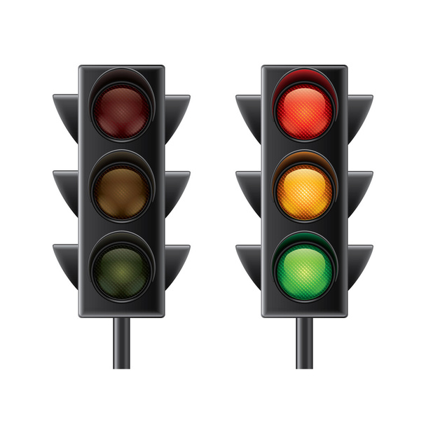 Traffic lights isolated on white vector - Vector, Image