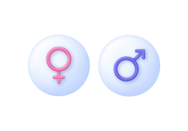 3D Gender icon. Equality between men and women. Gender equality and tolerance. Symbols of gender equality. Trendy and modern vector in 3d style. - Vector, Image
