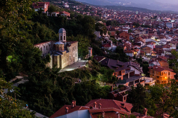 Evening aerial view of Serbian orthodox church of Holy Salvation in Prizren town, Kosovo - Valokuva, kuva