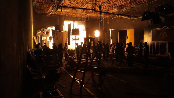 Film Crew silhouette at work - Photo, Image