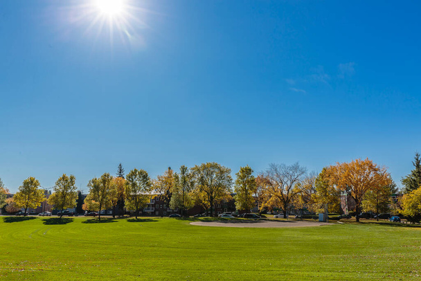 Grosvenor Park znajduje się w dzielnicy Grosvenor Park w Saskatoon. - Zdjęcie, obraz