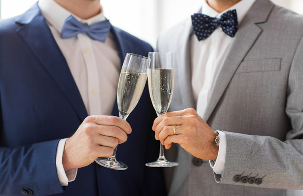 Male gay couple with champagne - Foto, Imagen
