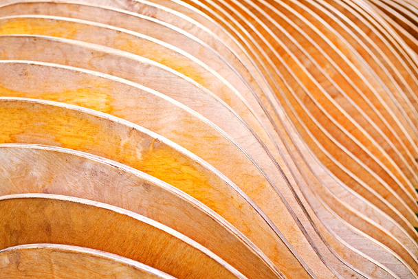 fondo abstracto de madera contrachapada respetuosa del medio ambiente elementos redondos para el interior. Interior moderno - Foto, imagen