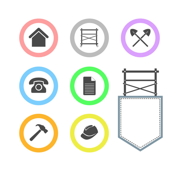 Set of Scaffolding round icons for web site - Vector, Image