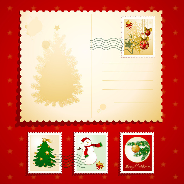 Christmas postcard - Vector, Image