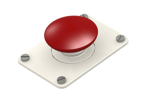 Red button isolated, 3d rendering - Photo, Image