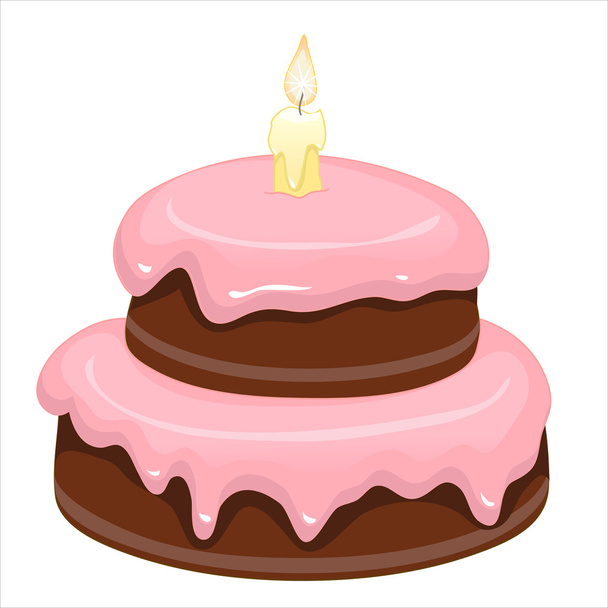 pastel con vela - Vector, Imagen