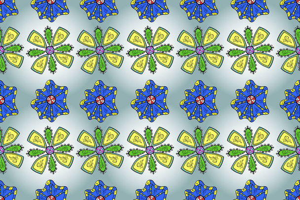 Motif floral sans couture avec des fleurs aux couleurs neutres, jaunes et bleues. Fleurs sur les couleurs neutres, jaunes et bleues dans le style aquarelle. - Photo, image