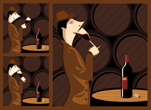 Дегустация вина - Вектор,изображение