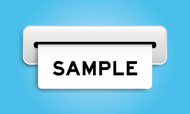 White coupon banner with word sample from machine on blue color background - Vector, Image