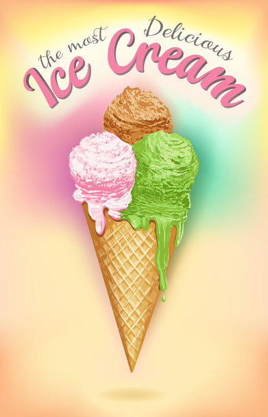 Vintage Ice Cream Poster. Vektorillustration - Vektor, Bild