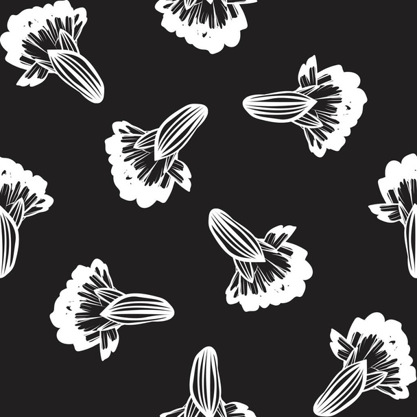 モノクロ植物の花のシームレスなパターン ファッション織物,グラフィック,背景および工芸のための設計 - ベクター画像