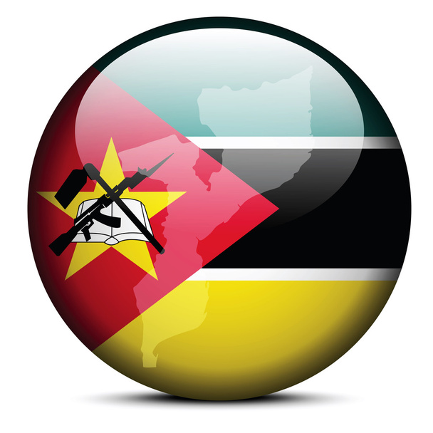 Mappa sul pulsante bandiera della Repubblica Mozambico
 - Vettoriali, immagini