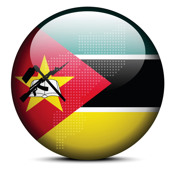 Αντιστοίχιση με μοτίβο κουκίδας στο κουμπί σημαία της Μοζαμβίκης Δημοκρατία - Διάνυσμα, εικόνα