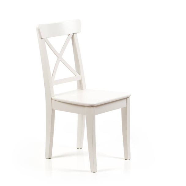 White wooden dining room chair isolated on white background studio lighting and shado - Φωτογραφία, εικόνα