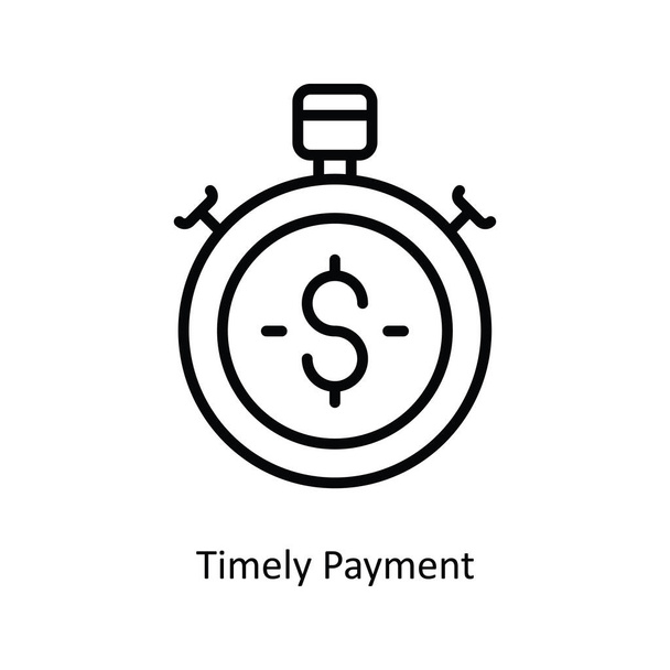 タイムリーな支払ベクトルは,アイコンデザインイラストを概説します. ホワイトバックグラウンドの銀行シンボル EPS 10ファイル - ベクター画像