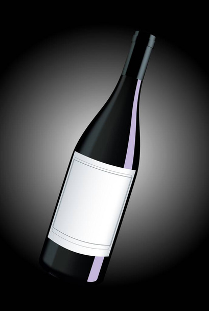 bouteille de vin sombre avec étiquette blanche - Vecteur, image