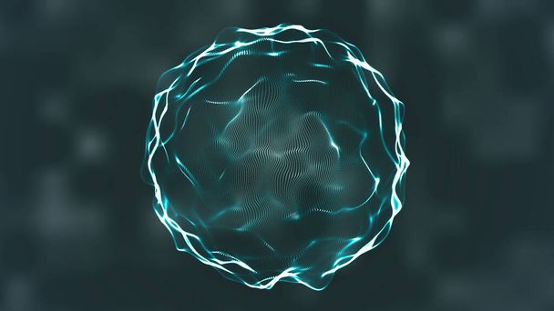 抽象液体幾何学球。概要球状に動く流体粒子を持つ運動グラフィック。背景とロゴのビジュアルループ。企業・空間・未来的なスタイルの背景 - 写真・画像