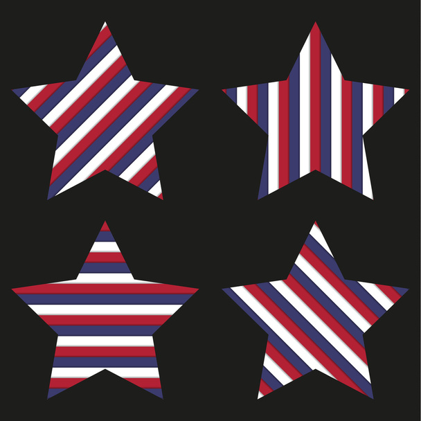 Kokoelma 4 raidallinen tähteä eristetty musta
 - Vektori, kuva