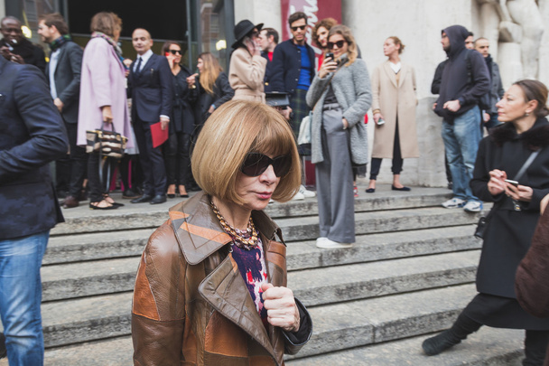 Anna Wintour outside Ferragamo fashion show building for Milan W - Valokuva, kuva