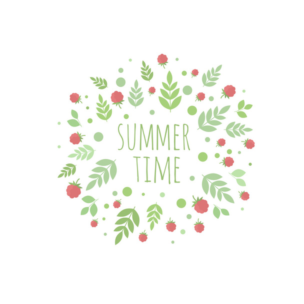 Frame with leaves and berries. Summer time - Vector, Imagen