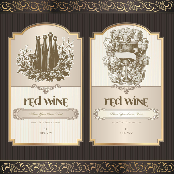 Set of wine labels - Vector, Image