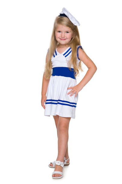 Smiling little girl in a fashion dress - Zdjęcie, obraz