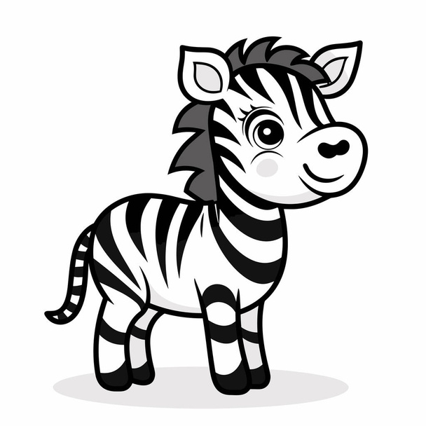 Zebra hand-drawn comic illustration. Zebra. Cute vector doodle style cartoon illustration	 - Vektor, kép