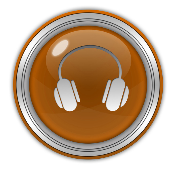 Icono circular de auriculares sobre fondo blanco
 - Foto, imagen