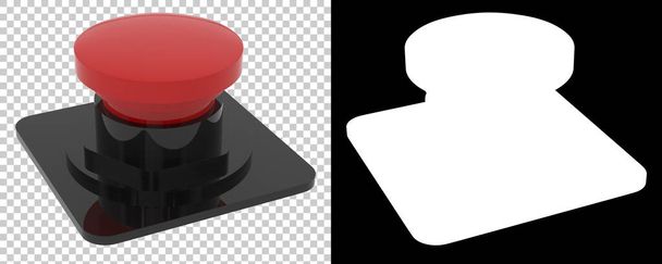 3D απεικόνιση. κόκκινο κουμπί  - Φωτογραφία, εικόνα