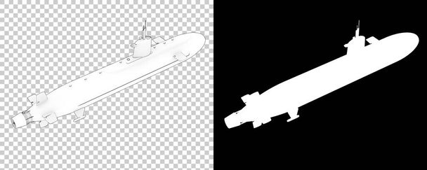 Submarine isolated on background. 3d rendering - illustration - Photo, Image