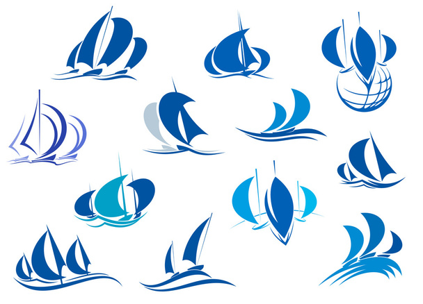 Sailboats and yachts for sports design - Vector, Image