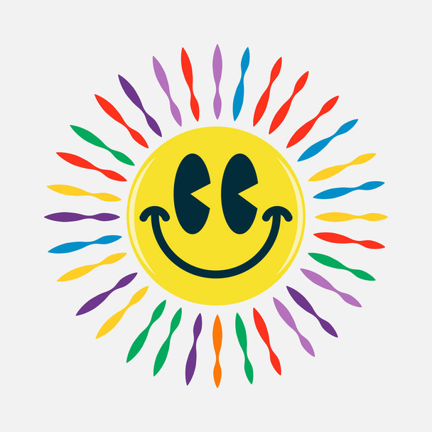 Lśniąca i kolorowa uśmiechnięta twarz emoji - Wektor, obraz