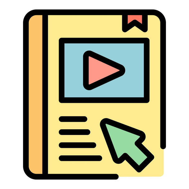 Access webinar icon outline vector. Video tutorial. Online computer color flat - Vector, Imagen