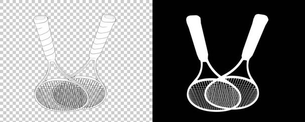 Tenis raketlerinin üç boyutlu çizimi. spor etkinlik ekipmanı - Fotoğraf, Görsel