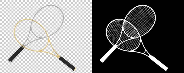 Illustrazione di rendering 3d. Racchette da tennis. attrezzature per attività sportive - Foto, immagini