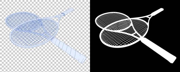 Illustrazione di rendering 3d. Racchette da tennis. attrezzature per attività sportive - Foto, immagini