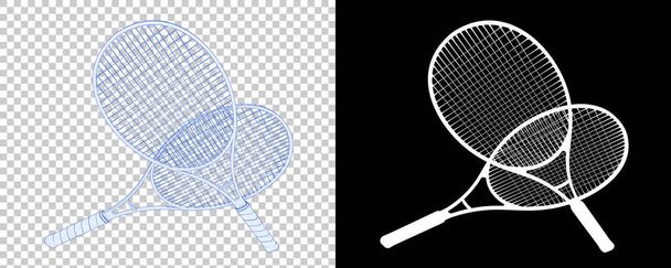 3D-Darstellung. Tennisschläger. Ausrüstung für sportliche Aktivitäten - Foto, Bild