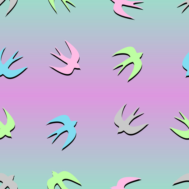 Милі барвисті ластівки. Птахи безшовний візерунок, барвистий фон
 - Вектор, зображення