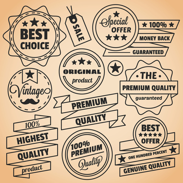 Premium quality vintage labels and vintage badges set - Vector, Image