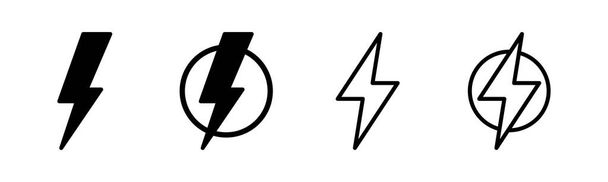 Icono del rayo establecer ilustración. signo eléctrico y símbolo. icono de poder. señal de energía - Vector, imagen