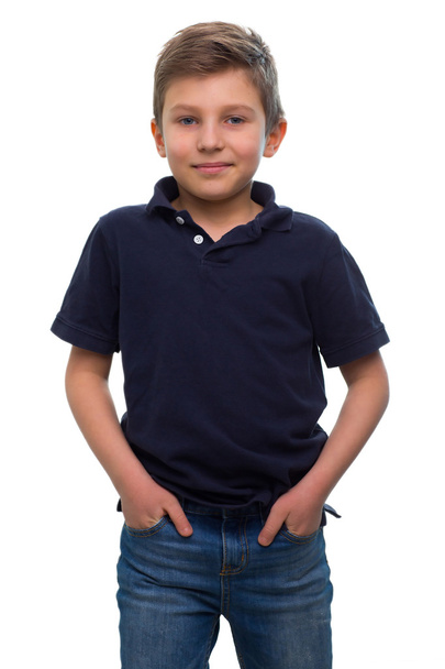 Happy little boy isolated on white background - Фото, изображение