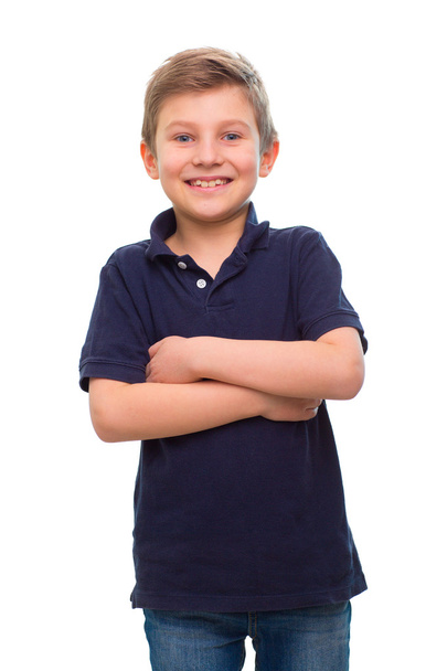 Happy little boy isolated on white background - Zdjęcie, obraz