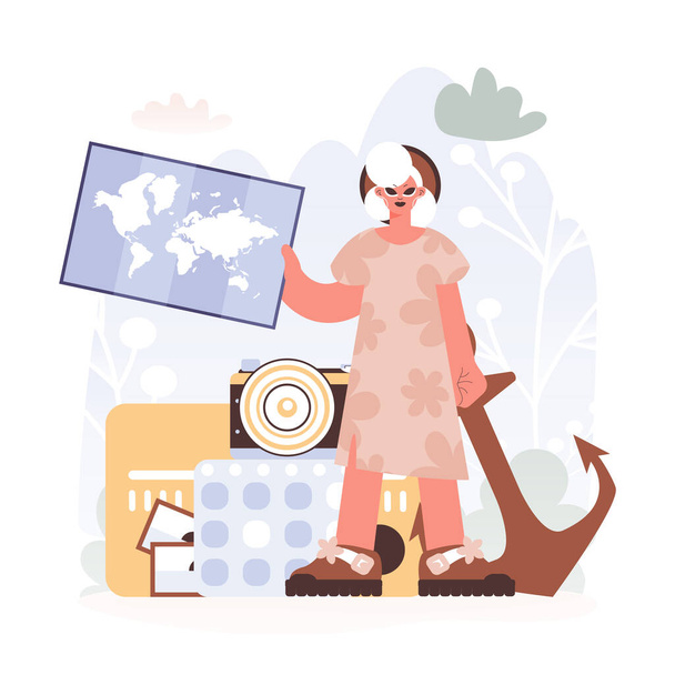 Lively woman Holding a Chart - Vector, Image