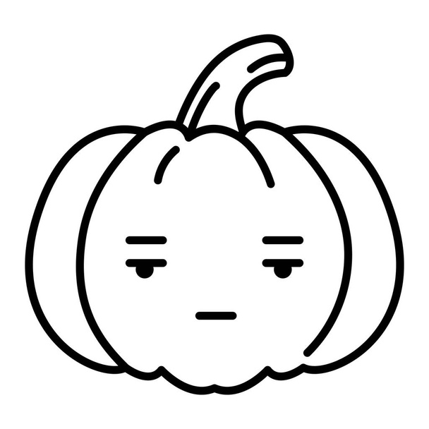 Kawaii pumpkin poker face emoji vector illustration. - Vector, Image