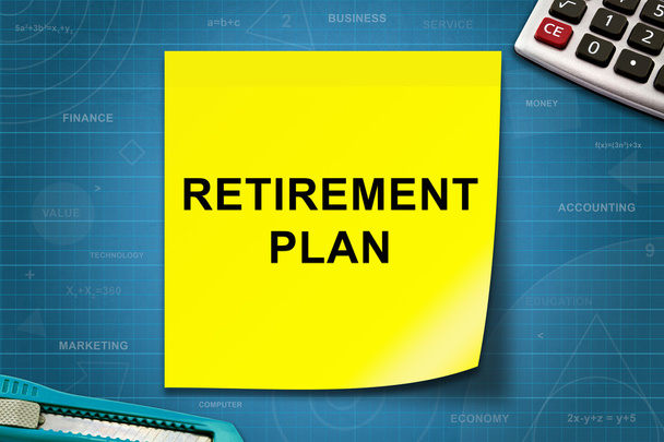 Слово пенсійного плану на жовтій ноті
  - Фото, зображення