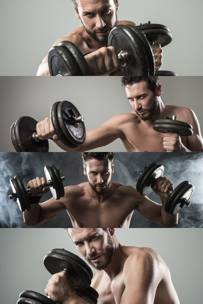 Man working out and weightlifting - Photo, Image