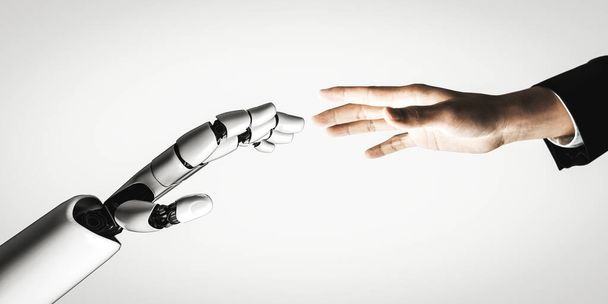 3D vykreslování umělé inteligence AI výzkum vývoje robotů a kyborgů pro budoucnost lidí žijících. Digitální dolování dat a návrh technologie strojového učení pro počítačový mozek. - Fotografie, Obrázek