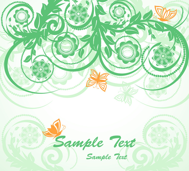 Vector illustration of a floral background with butterflies. - Vector, Image